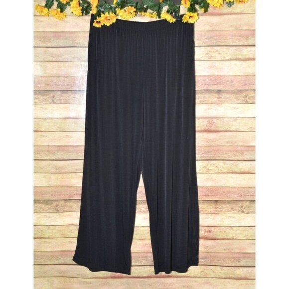 Midnight Velvet Ladies Black Velvet Pull On Palazzo Pants Size XL Elastic Waist - Picture 1 of 7